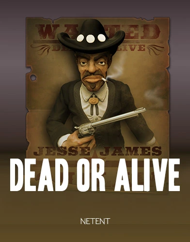 Dead or Alive Western-Thema mit Outlaw-Symbole und wilde Revolverhelde